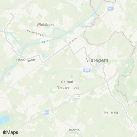 De Lijn Anzegem - Waregem - Ooigem - Oostrozebeke map