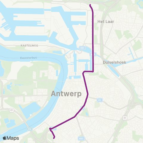 De Lijn Zuid - P+R Luchtbal map
