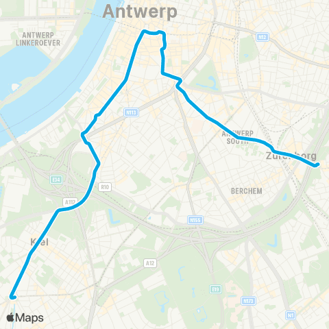 De Lijn Berchem station - Hoboken map