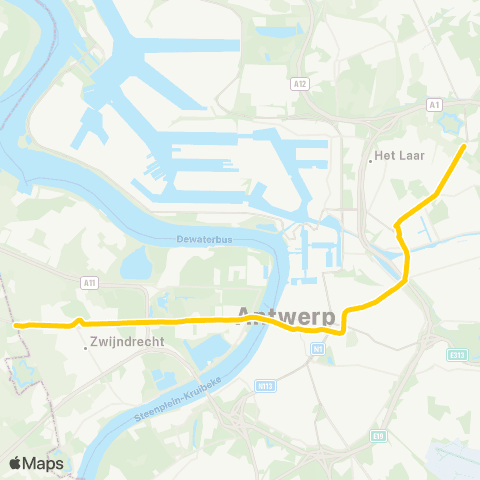 De Lijn P+R Melsele - P+R Merksem map