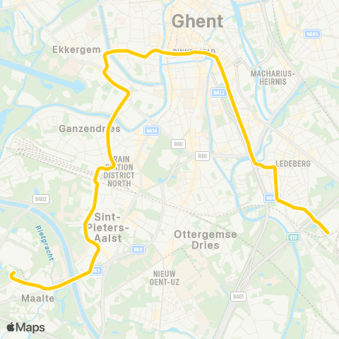 De Lijn Flanders Expo - Sint-Pieters - Zuid - Ledeberg - Stelplaats map