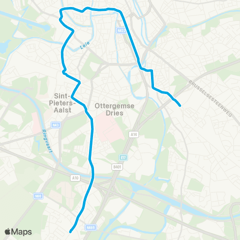 De Lijn Zwijnaarde - Sint-Pieters - Zuid - Ledeberg - Stelplaats map