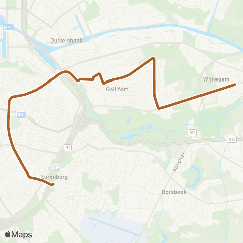 De Lijn Wijnegem - Berchem Station map