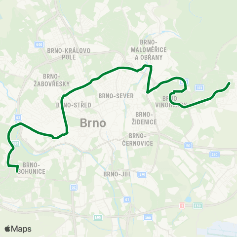 DPMB Starý Lískovec, Osová - Líšeň, Jírova map