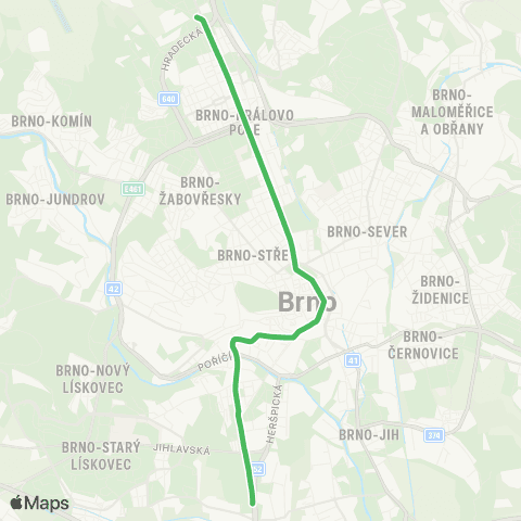 DPMB Židenice, Stará Osada - Ústřední Hřbitov ( - Modřice, Smyčka) map