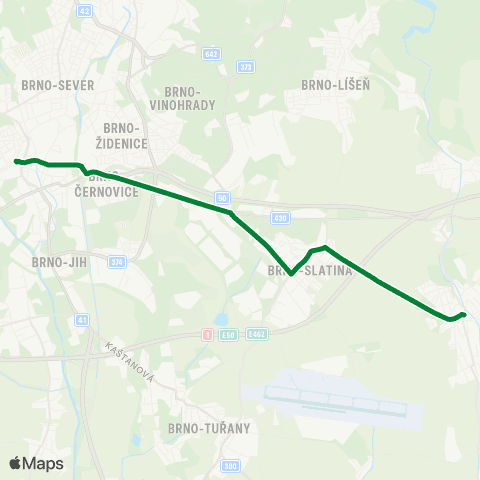 DPMB Hlavní Nádraží - Šlapanice, Kalvodova map