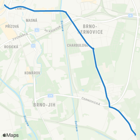 DPMB Staré Černovice - Hlavní Nádraží map