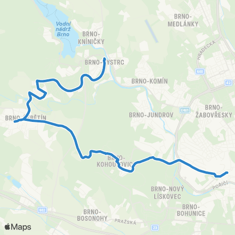 DPMB Mendlovo Náměstí - Žebětín - Bystrc, Zoo map