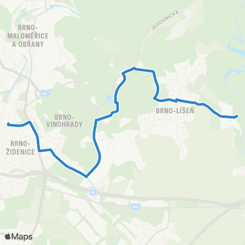 DPMB Židenice, Nádraží - Líšeň, Mariánské Údolí map