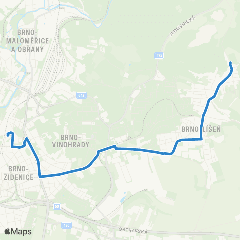 DPMB Líšeň, Hřbitov - Židenice, Nádraží map