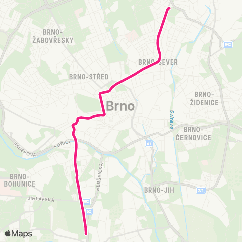 DPMB Štefánikova Čtvrť - Mendlovo Náměstí ( - Ústřední Hřbitov-Smyčka) map