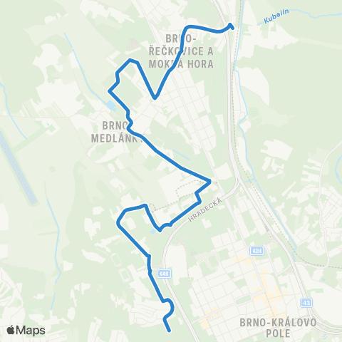 DPMB Řečkovice, Nádraží - Záhřebská map