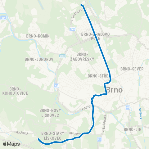 DPMB Královo Pole, Nádraží - Starý Lískovec, Smyčka map