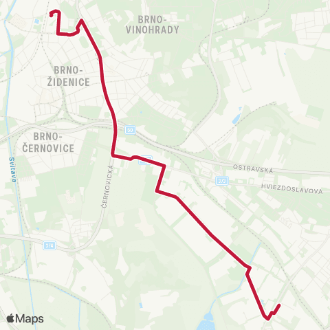 DPMB Židenice, Nádraží - Slatina, Závod map