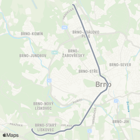 DPMB Lesná - Starý Lískovec, Smyčka map
