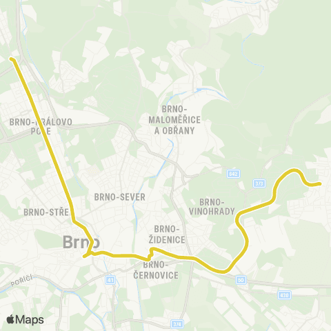 DPMB Líšeň, Mifkova - Nemocnice Bohunice map