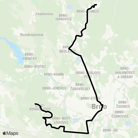 DPMB Ořešín - Hlavní Nádraží - Kohoutovice, Hájenka map