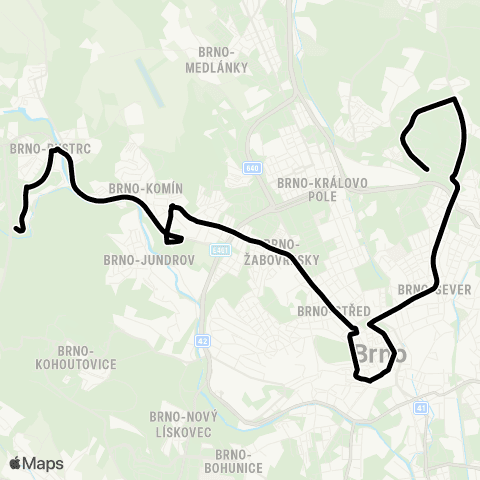 DPMB Halasovo Náměstí - Bystrc, Černého map