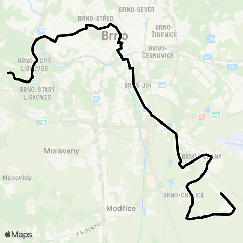 DPMB Kamenný Vrch - Chrlice, Smyčka ( - Tovární) map