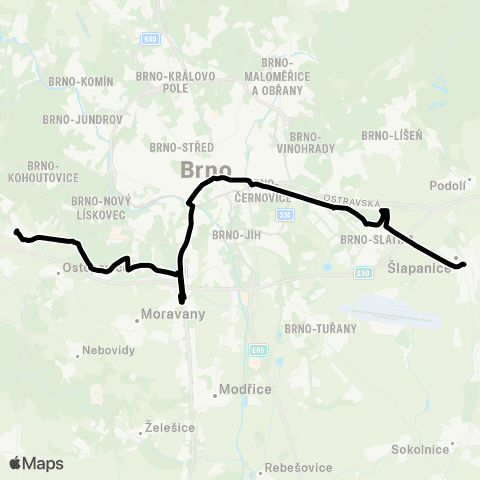 DPMB Bosonohy - Slatina, Sídliště ( - Šlapanice, Kalvodova) map