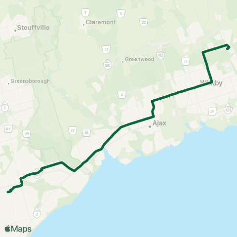 Durham Region Transit Route 920 map