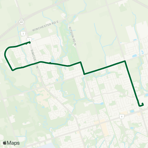 Durham Region Transit Route 419 map