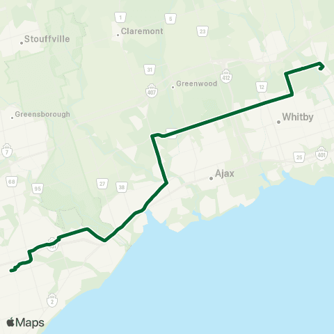 Durham Region Transit Route 921 map