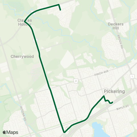 Durham Region Transit Route 118 map