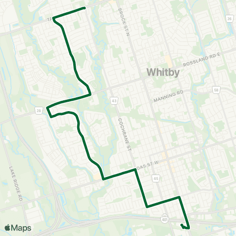 Durham Region Transit Route 301 map