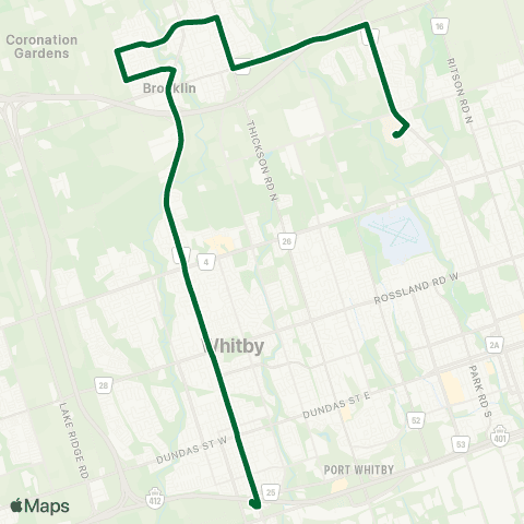 Durham Region Transit Route 302 map