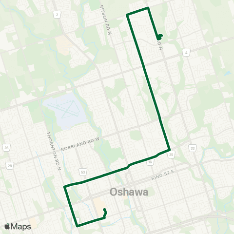 Durham Region Transit Route 405 map
