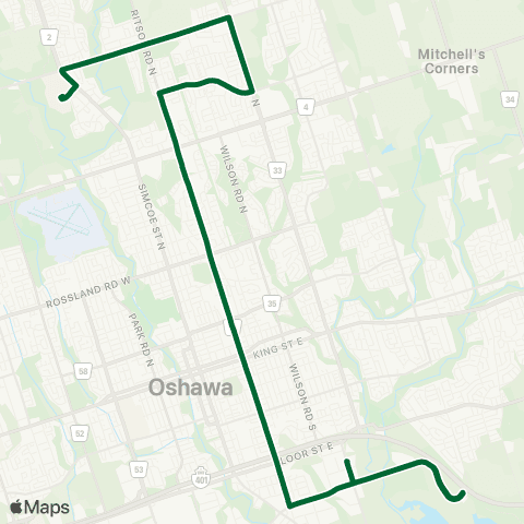 Durham Region Transit Route 407 map