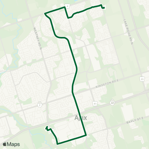 Durham Region Transit Route 216 map