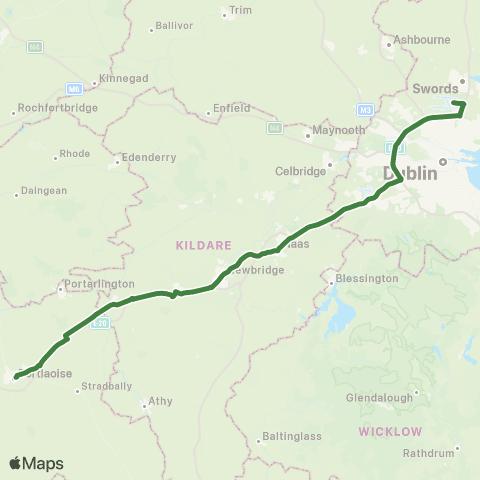 Dublin Coach Portlaoise - Dublin Airport map