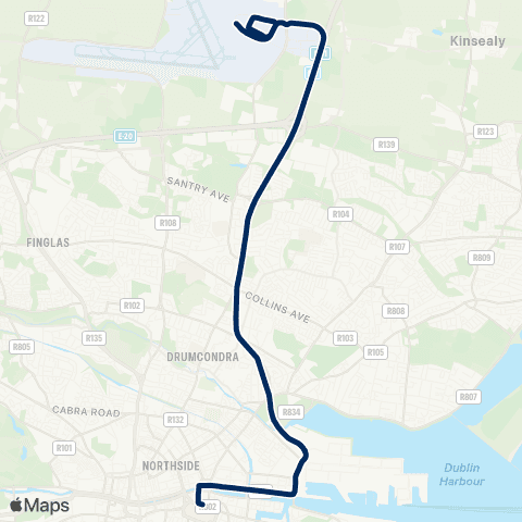 Dublin Express Dublin Airport - Kelly's Corner map