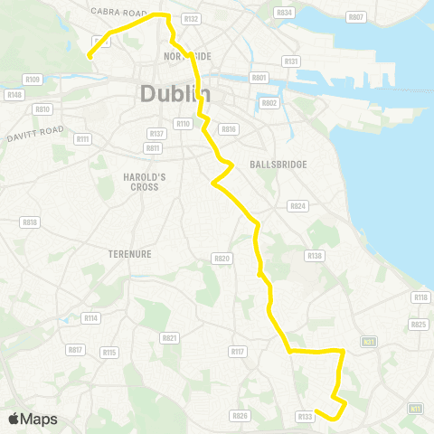 Dublin Bus Phoenix Pk - Sandyford Business District map