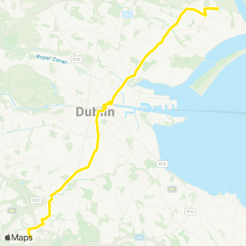 Dublin Bus Ballycullen Road - Clongriffin map