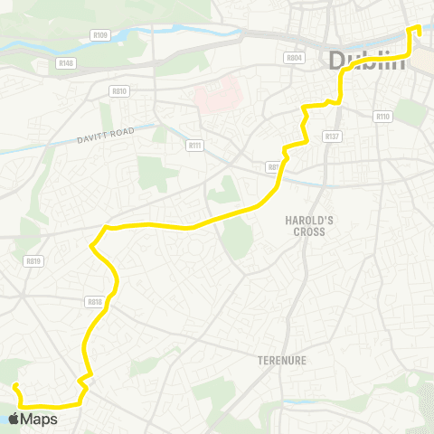 Dublin Bus Rossmore - Hawkins Street map