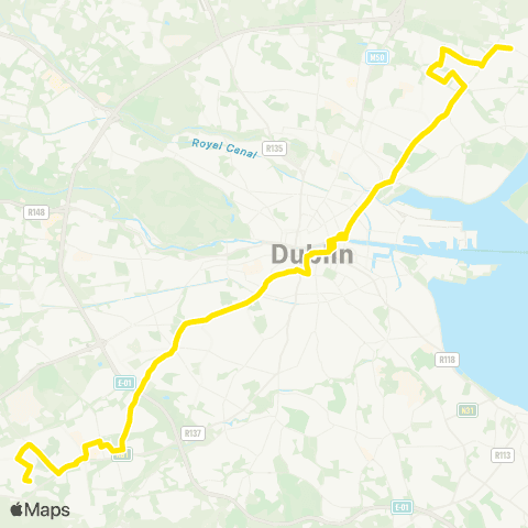 Dublin Bus Jobstown - Clare Hall map