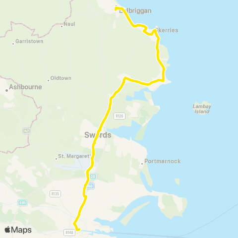 Dublin Bus Balbriggan - Lower Abbey St map