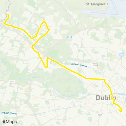 Dublin Bus Damastown - Burlington Road map