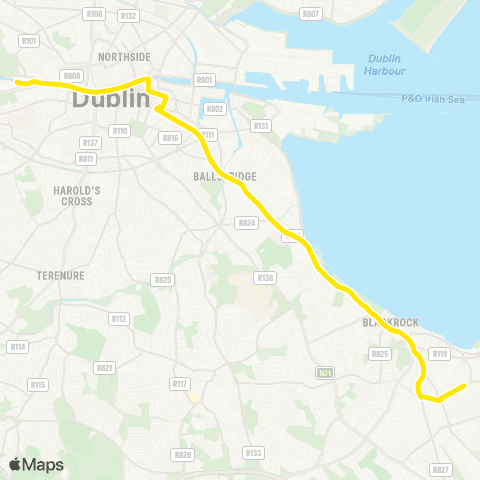 Dublin Bus Monkstown Avenue - Heuston Station map