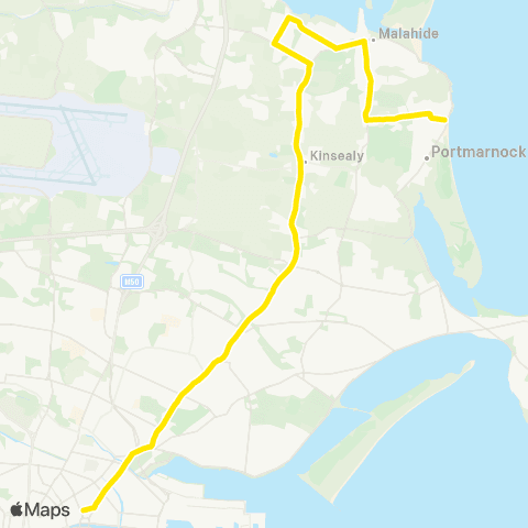 Dublin Bus Sand's Hotel Portmarnock - Eden Quay map