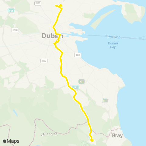 Dublin Bus Enniskerry - DCU map