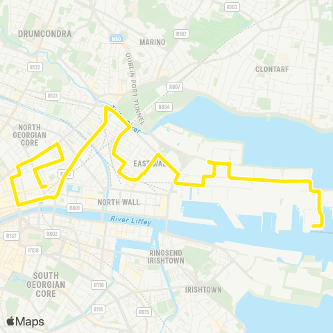 Dublin Bus Dublin Ferryport - Talbot St map