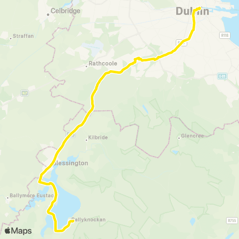 Dublin Bus Poolbeg Street - Blessington / Ballymore map