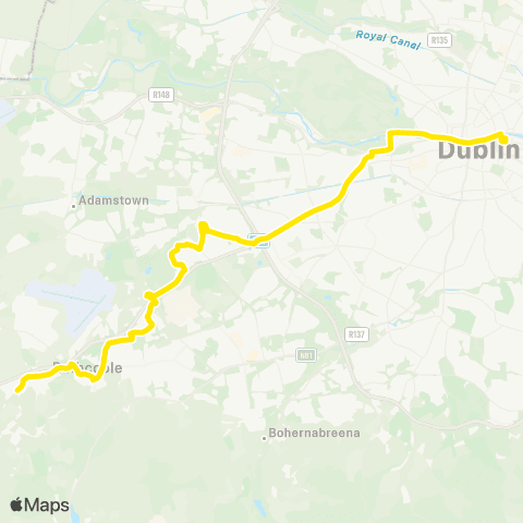 Dublin Bus Rathcoole - Hawkins St map