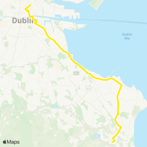 Dublin Bus Brides Glen Luas - Mountjoy Square map