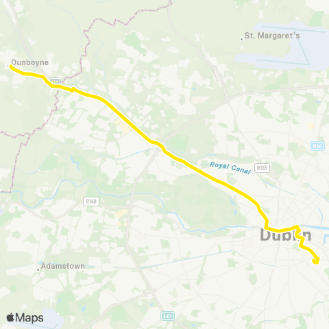 Dublin Bus Dunboyne - Burlington Rd map
