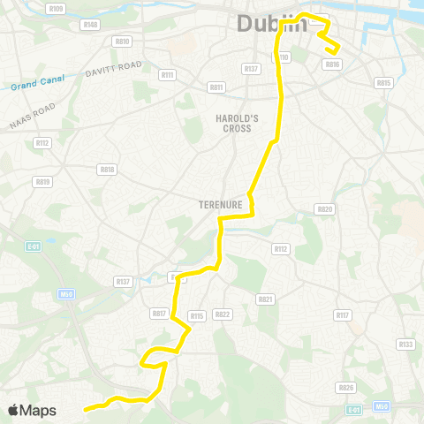 Dublin Bus Merrion Square - Stocking Avenue map